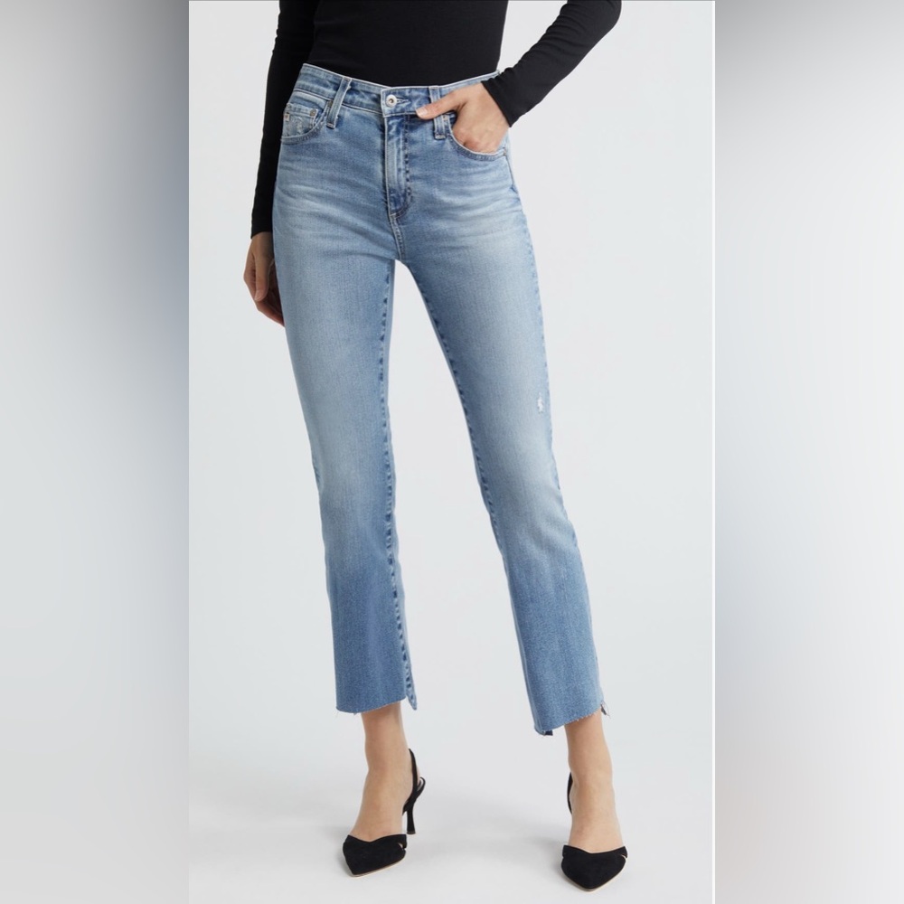 AG Farrah High Waist Raw Step Hem Bootcut Jeans